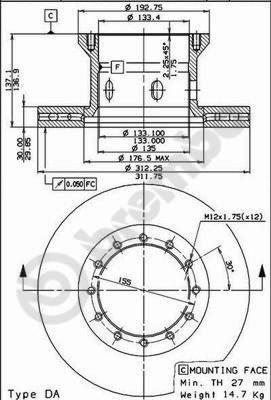 AP 44034 - Гальмівний диск autozip.com.ua