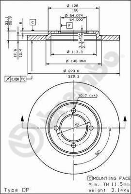 AP 14117 - Гальмівний диск autozip.com.ua