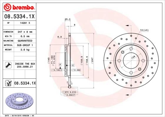 AP 14291 X - Гальмівний диск autozip.com.ua