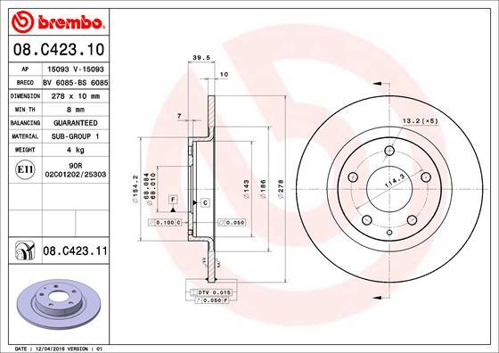 AP 15093 V - Гальмівний диск autozip.com.ua