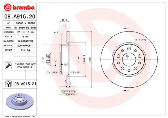 AP 15068 V - Гальмівний диск autozip.com.ua