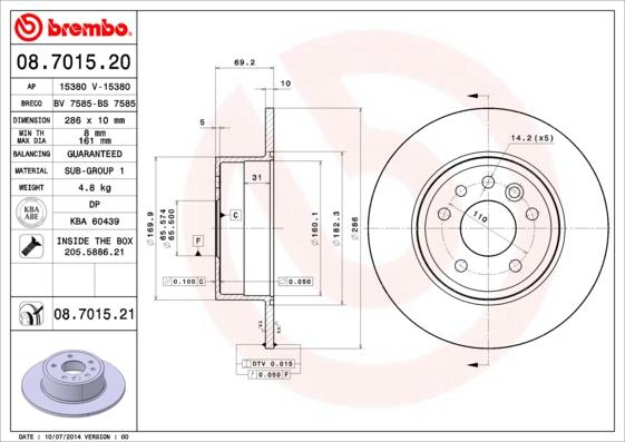 AP 15380 V - Гальмівний диск autozip.com.ua