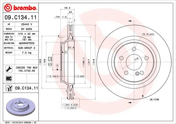 AP 25440 V - Гальмівний диск autozip.com.ua