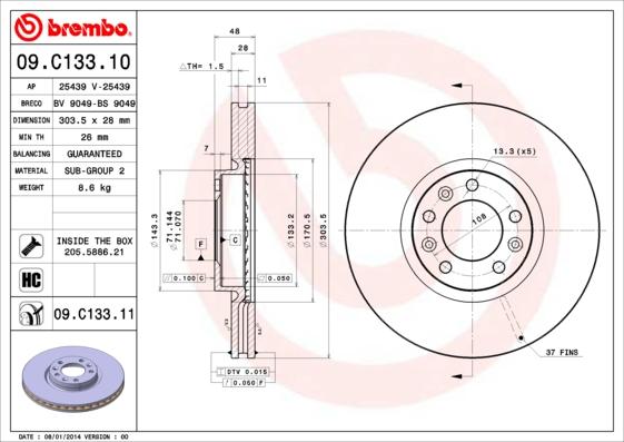 AP 25439 V - Гальмівний диск autozip.com.ua