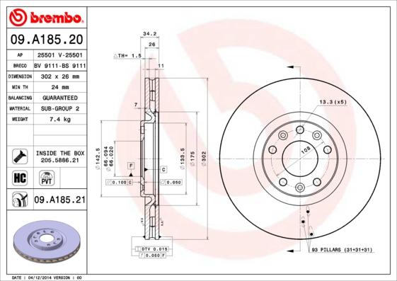 AP 25501 V - Гальмівний диск autozip.com.ua