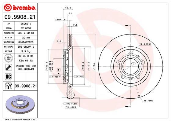 AP 25062 V - Гальмівний диск autozip.com.ua