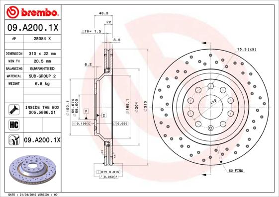 AP 25084 X - Гальмівний диск autozip.com.ua