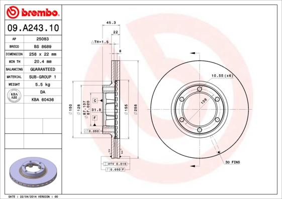 AP 25083 - Гальмівний диск autozip.com.ua