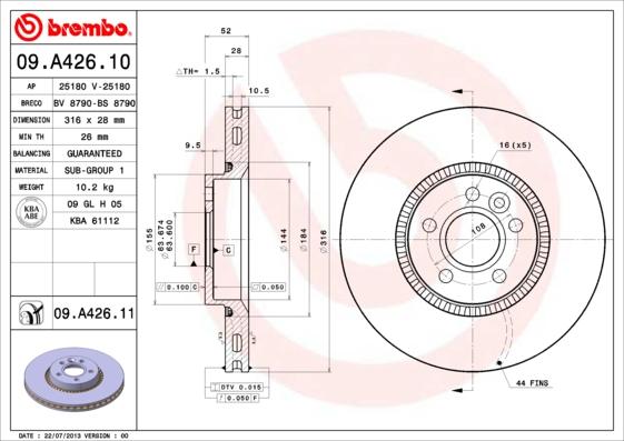 AP 25180 - Гальмівний диск autozip.com.ua