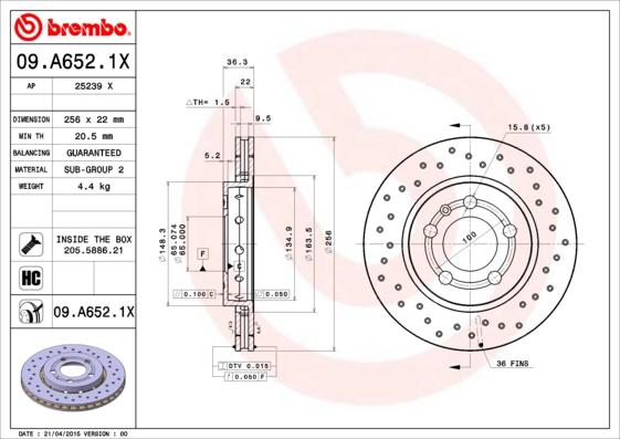 AP 25239 X - Гальмівний диск autozip.com.ua