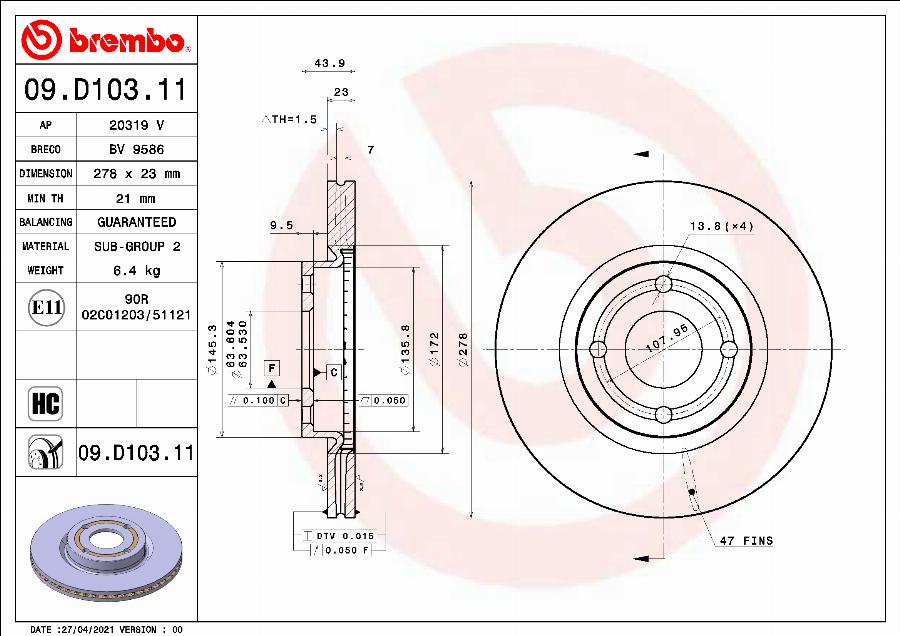 AP 20319 V - Гальмівний диск autozip.com.ua