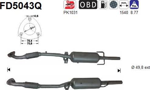 AS FD5043Q - Сажі / частковий фільтр, система вихлопу ОГ autozip.com.ua