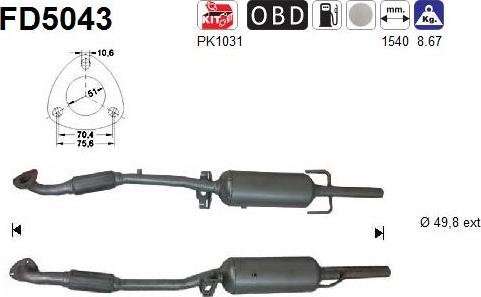 AS FD5043 - Сажі / частковий фільтр, система вихлопу ОГ autozip.com.ua