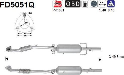 AS FD5051Q - Сажі / частковий фільтр, система вихлопу ОГ autozip.com.ua
