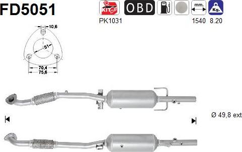 AS FD5051 - Сажі / частковий фільтр, система вихлопу ОГ autozip.com.ua