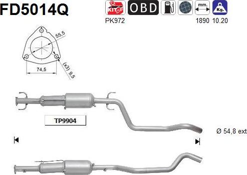 AS FD5014Q - Сажі / частковий фільтр, система вихлопу ОГ autozip.com.ua