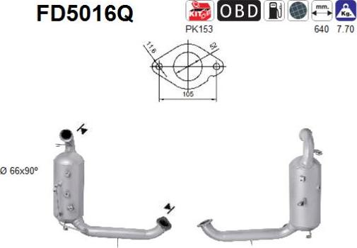 AS FD5016Q - Сажі / частковий фільтр, система вихлопу ОГ autozip.com.ua