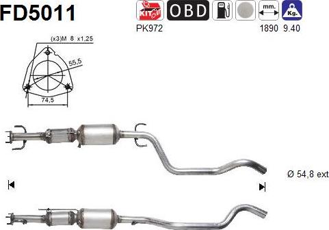 AS FD5011 - Сажі / частковий фільтр, система вихлопу ОГ autozip.com.ua