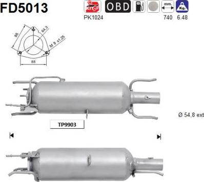 AS FD5013 - Сажі / частковий фільтр, система вихлопу ОГ autozip.com.ua