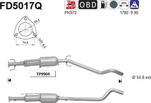 AS FD5017Q - Сажі / частковий фільтр, система вихлопу ОГ autozip.com.ua