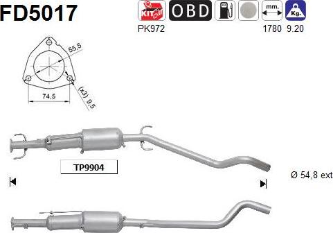 AS FD5017 - Сажі / частковий фільтр, система вихлопу ОГ autozip.com.ua