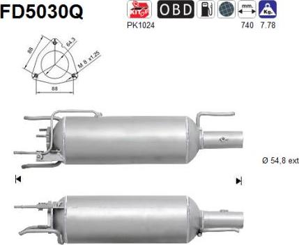 AS FD5030Q - Сажі / частковий фільтр, система вихлопу ОГ autozip.com.ua