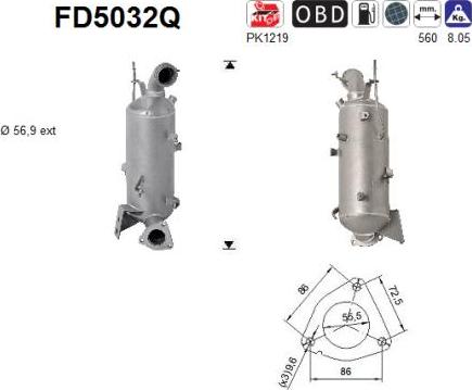AS FD5032Q - Сажі / частковий фільтр, система вихлопу ОГ autozip.com.ua