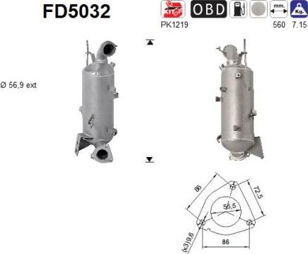 AS FD5032 - Сажі / частковий фільтр, система вихлопу ОГ autozip.com.ua