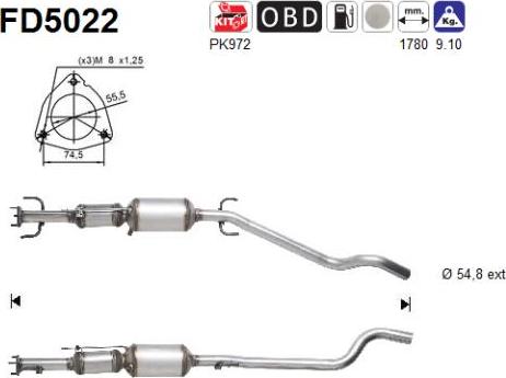 AS FD5022 - Сажі / частковий фільтр, система вихлопу ОГ autozip.com.ua