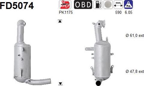 AS FD5074 - Сажі / частковий фільтр, система вихлопу ОГ autozip.com.ua