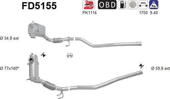 AS FD5155 - Сажі / частковий фільтр, система вихлопу ОГ autozip.com.ua
