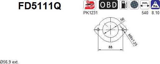 AS FD5111Q - Сажі / частковий фільтр, система вихлопу ОГ autozip.com.ua