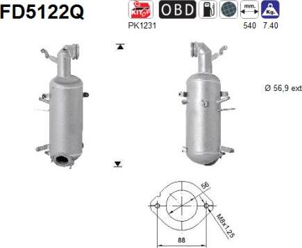 AS FD5122Q - Сажі / частковий фільтр, система вихлопу ОГ autozip.com.ua