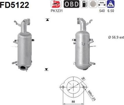 AS FD5122 - Сажі / частковий фільтр, система вихлопу ОГ autozip.com.ua