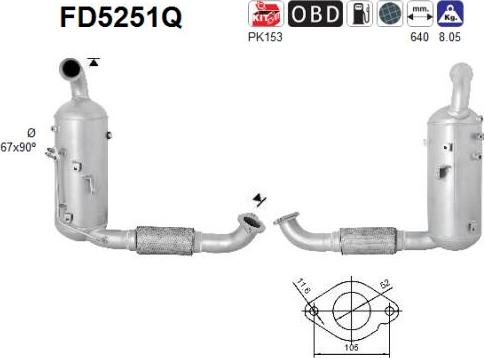AS FD5251Q - Сажі / частковий фільтр, система вихлопу ОГ autozip.com.ua