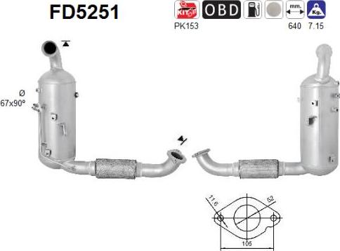 AS FD5251 - Сажі / частковий фільтр, система вихлопу ОГ autozip.com.ua