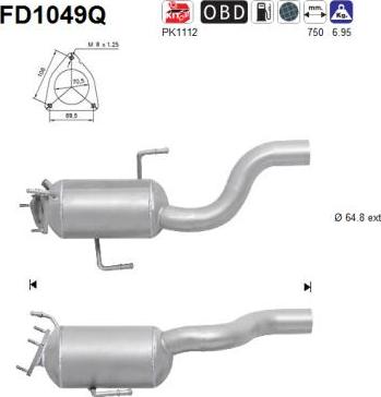AS FD1049Q - Сажі / частковий фільтр, система вихлопу ОГ autozip.com.ua