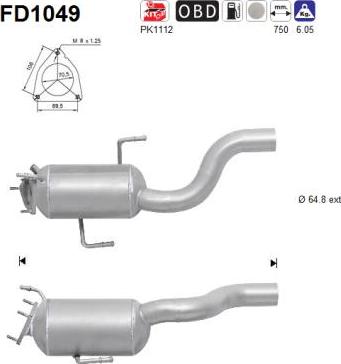 AS FD1049 - Сажі / частковий фільтр, система вихлопу ОГ autozip.com.ua