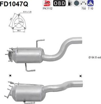 AS FD1047Q - Сажі / частковий фільтр, система вихлопу ОГ autozip.com.ua