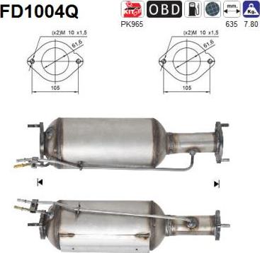 AS FD1004Q - Сажі / частковий фільтр, система вихлопу ОГ autozip.com.ua