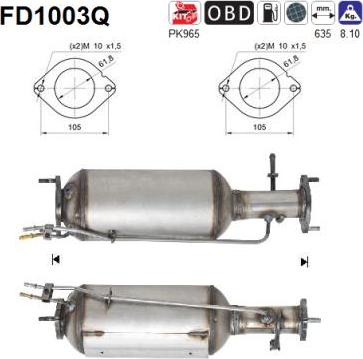 AS FD1003Q - Сажі / частковий фільтр, система вихлопу ОГ autozip.com.ua