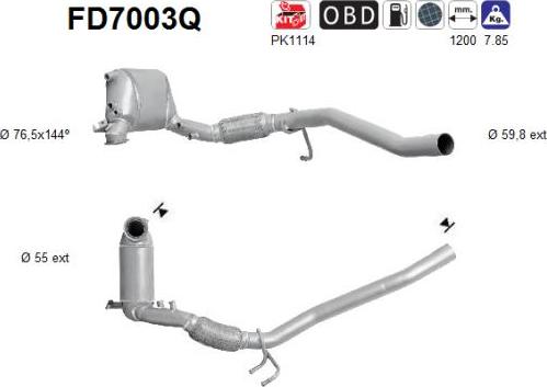 AS FD7003Q - Сажі / частковий фільтр, система вихлопу ОГ autozip.com.ua