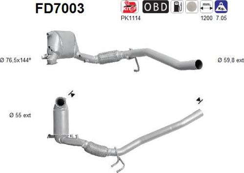 AS FD7003 - Сажі / частковий фільтр, система вихлопу ОГ autozip.com.ua
