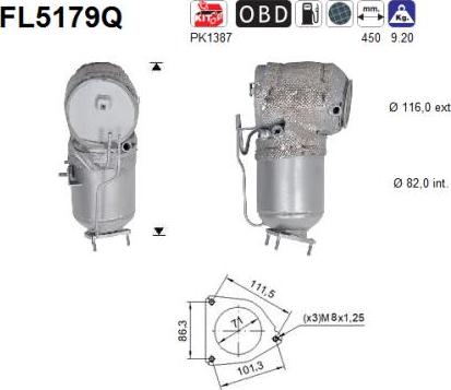AS FL5179Q - Сажі / частковий фільтр, система вихлопу ОГ autozip.com.ua