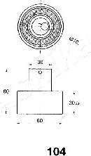 Ashika 45-01-104 - Натягувач, зубчастий ремінь autozip.com.ua
