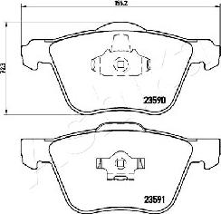 Ashika 50-00-0336 - Гальмівні колодки, дискові гальма autozip.com.ua