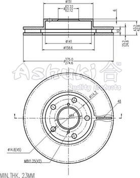 Ashuki 0990-9212 - Гальмівний диск autozip.com.ua