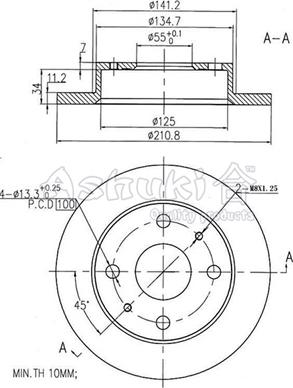 Ashuki 0990-5206 - Гальмівний диск autozip.com.ua