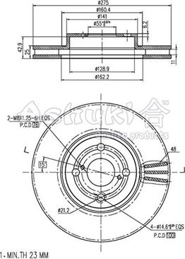 Ashuki 0990-1412 - Гальмівний диск autozip.com.ua