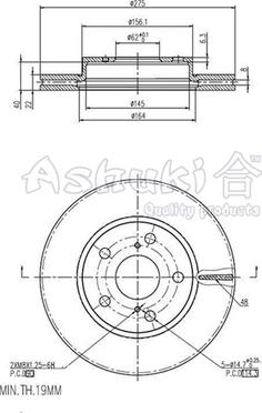 Ashuki 0990-1612 - Гальмівний диск autozip.com.ua